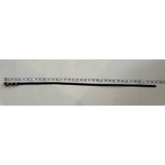 Hartnell VTG womens Pewter Alligator buckle Grain Calfskin thin leather belt M - Picture 12 of 12